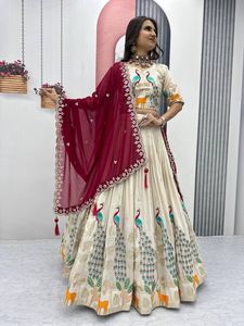 New Indian Traditional Pure <b>Tissue</b> Silk with Heavy Thread and Sequence Work Lehenga Choli for <b>Wedding</b> Season for Women Wear - Product Image 5
