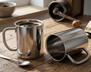 แก้วมัคสแตนเลสสตีลขัดเงาแบบหรูหรา |   ถ้วยกาแฟและชาดีไซน์หรูหราพร้อมด้ามจับที่จับถนัดมือระดับไฮเอนด์ - Product Image 4