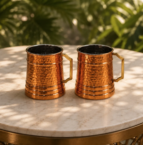 Tasses en métal forgées à la main de luxe, conçues avec des poignées modernes et une finition polie, pour les fêtes d'adultes, style vintage, pour la maison - Product Image 2