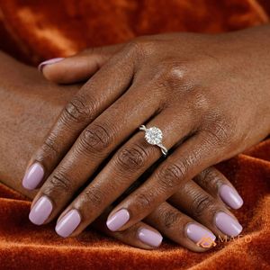Women's Silver Prong Set Round Cut Moissanite Solitaire Engagement Wedding <b>Ring</b> Luxury Bridal Jewelry Gift From Gujarat - Product Image 4