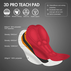 กางเกงปั่นจักรยานแบบมีสายรัดสำหรับผู้ชาย แห้งเร็ว ผลิตจากโพลีเอสเตอร์ 100% พร้อมแผ่นเจล 3 มิติ สำหรับปั่นจักรยานเสือภูเขาและจักรยานทั่วไป - Product Image 4