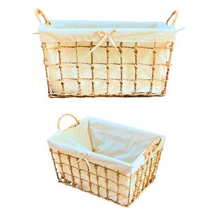 High-Quality Natural Water Hyacinth Seagrass Rattan Bamboo <b>STORAGE</b> <b>BASKET</b> Organizer <b>Basket</b> with Cotton Liner for Kitchen <b>Storage</b> - Product Image 1