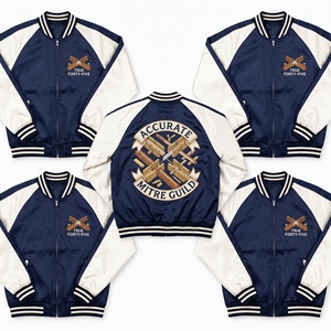 แจ็คเก็ตซาตินทรงบอมเบอร์จากโรงงานโดยตรง ซิปแบบแร็กแลน สีดำเหลือง ลายเข็มทิศปоляร์ ปักลายด้านหลัง เสื้อกันลมสไตล์เบสบอล - Product Image 4