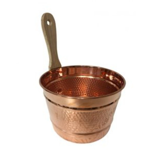 Cubo de sauna artesanal de cobre puro con mango ergonómico de madera, cubo de agua martillado para spa, para sauna finlandesa tradicional. - Product Image 6