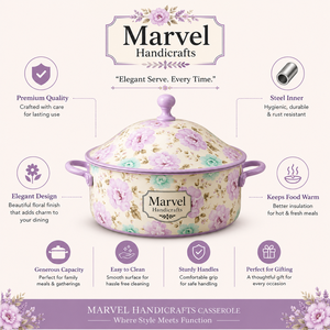 หม้อตุ๋นสแตนเลสหุ้มฉนวนลายดอกลาเวนเดอร์ Marvel Handicrafts พร้อมฝาปิด ชามอุ่นอาหารพรีเมียมสำหรับใช้ในครัว - Product Image 5