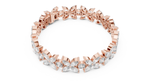 Rose Gold Floral Diamond Bracelet Marquise Cut Jewelry for Wedding Engagement Party - Product Image 3
