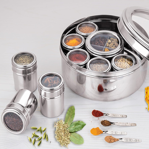 Ensemble de pots à épices en acier inoxydable pour cuisine de restaurant, couvercle en verre, résistant à la poussière, qualité alimentaire, passe au lave-vaisselle, pour herbes et épices - Product Image 2