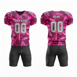 Uniforme de football américain personnalisé pour hommes adultes, vêtements de sport d'équipe personnalisés, 100% polyester, manches courtes, grande taille - Product Image 2