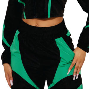Ensemble de survêtement tendance personnalisé avec panneaux contrastants, veste coupe-vent courte et pantalon de jogging, style streetwear, marque privée, imperméable - Product Image 6