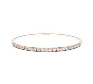 Bracelet coulissant en or et diamants, demi-éternité réglable avec diamants ronds de laboratoire, bijoux minimalistes - Product Image 1