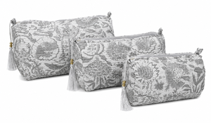 Ensemble de trousses de toilette multifonctions Serene matelassées à pois avec fermeture éclair, écologiques, légères, à poignée souple - Coton durable - Product Image 4