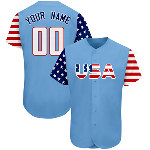 Maillot de baseball personnalisé USA à manches courtes unisexe pour adulte, coupe classique, impression sublimée, tissu polyester respirant et anti-humidité - Product Image 2