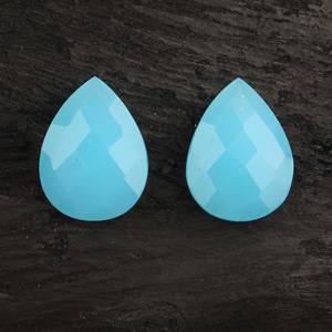 Perle de quartz bleu naturel de haute qualité 10x14mm, forme poire briolette, hautement polie, opaque, calibrée, pierre précieuse en vrac pour pendentif - Product Image 1