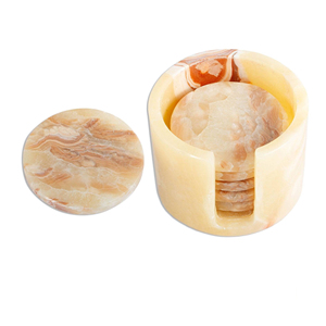 New Hot Sale Modern <b>Marble</b> Onyx Coaster Set with Big Slab Antique Finish Premium Quality Kitchen Table Decor - Product Image 2