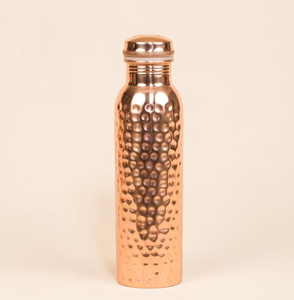 Bouteille d'eau artisanale en cuivre pur avec finition martelée et couvercle, portable pour les voyages et les activités sportives - Product Image 4