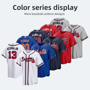 Camiseta de Béisbol de los Braves, Acuña Jr. 13, Blanca, Bordada, con Botones al Frente, Corte Regular para Hombre, Manga Corta - Product Image 4