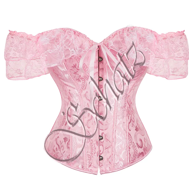 Mới đến phụ nữ đồ lót giữ gìn ren Victorian korsett off-vai Gothic corselet tay Áo corset màu xanh đậm overbust áo nịt ngực
