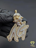 Collana Hip Hop Personalizzata con Nome AG, Gioiello Iced Out con Diamanti Coltivati in Laboratorio, Certificata GIA, Placcata in Oro, Regalo Bling