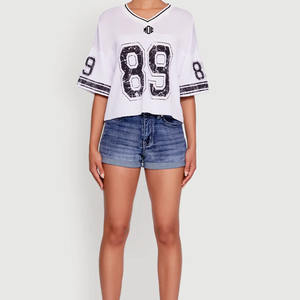 Maillot de football américain personnalisé pour femme en maille, coupe courte, respirant, en polyester, haut d'entraînement, vêtements de sport, approvisionnement en gros OEM - Product Image 2