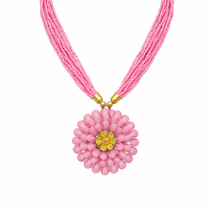 Collier floral perlé fait main pour femme, ras-de-cou bohème à fleurs, bijoux élégants tissés à la main, cadeau idéal pour mariages (vente en gros) - Product Image 1