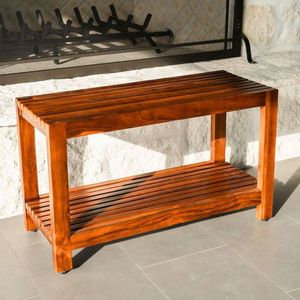 Banc de douche en teck, fabriqué en Indonésie, meuble en bois massif - Product Image 1