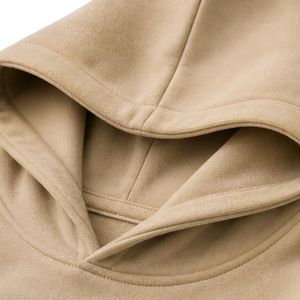 Sweat à capuche personnalisé pour homme, beige, en molleton de coton épais, imprimé graphique, style streetwear, fabrication de vêtements sous marque privée - Product Image 6