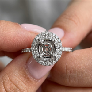 Bague de Fiançailles et de Mariage pour Femme en Or Blanc 18 carats avec Diamant Véritable, Monture Halo Simple, Personnalisable, Haute Qualité, Fabrication Chinoise - Product Image 1