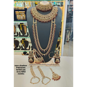 Élégant ensemble de bijoux ethniques en laiton de haute qualité, plaqué rhodium, avec zircon, pour mariée, fiançailles, mariage, anniversaire, fête, collier ras-du-cou effet ombre - Product Image 1