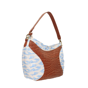 Sac à bandoulière hobo vintage en cuir tissé et polyester pour femmes |   Sac à main décontracté à bandoulière de grande capacité avec imprimé vagues - Product Image 3