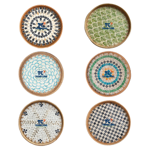 Nouveauté Plateau de service en rotin fait à la main avec nacre Plateau de service élégant et classique Plateau de service en rotin - Product Image 2