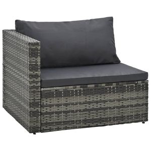 Set salotto da 5 pezzi in Poly Rattan grigio con cuscini per il tempo libero in giardino - Product Image 2