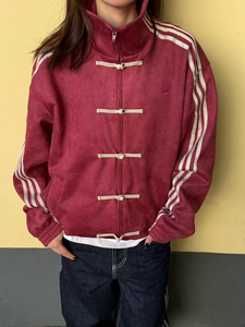 Chaqueta Bomber Reversible de Lujo Estilo Chino para Hombre, Tallas Grandes, Ecológica, Cuello Alto, Ajuste Holgado, Invierno, Cuero Sintético Lineal - Product Image 4