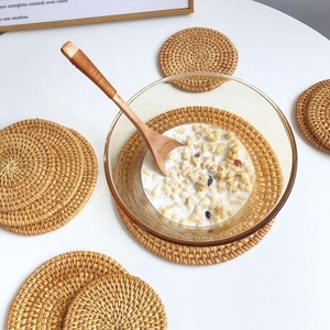 Posavasos de bambú de madera de ratán de estilo clásico ecológico hecho a mano, portavasos antideslizantes, soporte de taza de porcelana, bebidas de té - Product Image 2