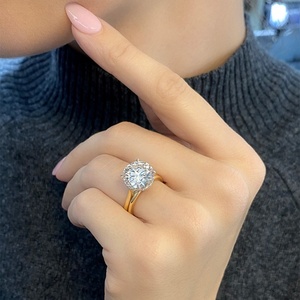 Custom 4 Prongs 5.15ct Round Cut Lab Created Diamond <b>Ring</b> Two Tone 18K Yellow Gold Band Claw Solitaire <b>Fine</b> <b>Ring</b> Manufacturer - Product Image 1