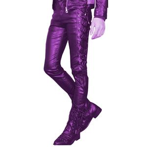 Pantalon décontracté unisexe en cuir et toile OEM, couleur noire, haute qualité, usage quotidien, coupe droite et incurvée, rayé pour homme - Product Image 5