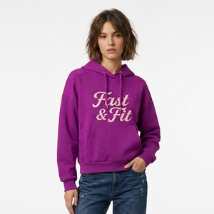 Sudadera con capucha informal para mujer, personalizable al por mayor con logo, estilo urbano, hombros caídos, transpirable, de punto. - Product Image 4