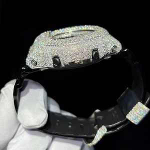 นาฬิกาดิจิตอลหรูหราประดับคริสตัลทรงสี่เหลี่ยม สายสีดำ สไตล์แฟชั่นสำหรับทุกเพศ - Product Image 5