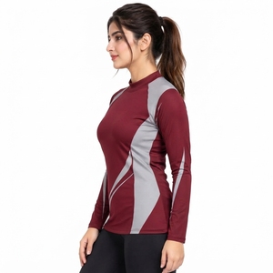 Custom Logo Athletic Fit Reinforced Underarm Panels Flexible <b>Women</b> <b>Rash</b> <b>Guard</b> Designed With Breathable Performance Knit Fabric - Product Image 4