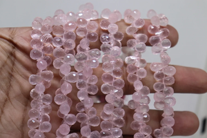 Venta al por mayor facetas cuentas de cuarzo rosa 6*8mm forma de gota 8 pulgadas Briolette piedra Natural para la fabricación de joyas - Product Image 3