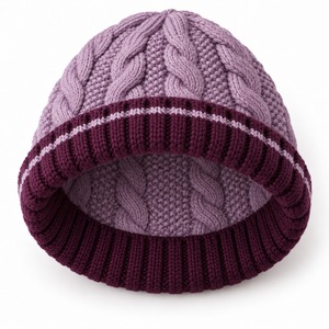 Gorro de Punto de Invierno para Hombre y Mujer, Tejido de Cable, con Puño Plegado, Dos Tonos, Elástico, Casual, para Exteriores - Product Image 2