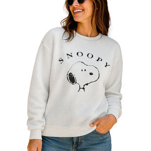 Sudaderas de cuello redondo de forro polar sherpa para mujer, personalizadas con bordado, de talla grande, con hombros caídos y cuello de piel. - Product Image 1