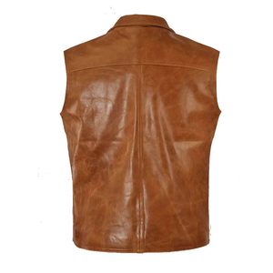 Unisex Premium Quality Genuine Leather Breathable Windproof Motorcycle Biker <b>Vest</b> Quilted Hidden Zipper <b>Utility</b> Pockets All - Product Image 2