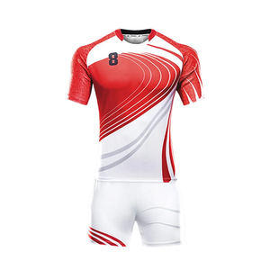 Vente en gros de maillots de rugby personnalisés, uniforme de rugby, polo bleu uni à manches courtes, uniformes de rugby sublimés pour hommes - Product Image 4