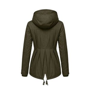 Custom Olive Green Women's Hooded <b>Sherpa</b> Jacket Polyester Outer Shell Fleece <b>Lined</b> Winter Casual Parka Coat - Product Image 2