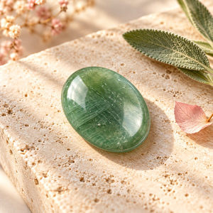 Pierre de palmier en cristal d'aventurine verte, ovale, polie, faite à la main, pierre précieuse en vrac pour la décoration intérieure et les cadeaux - Product Image 6