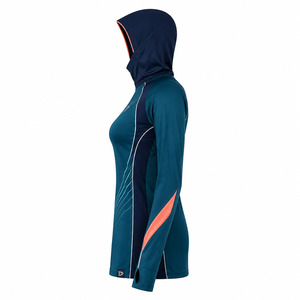 <b>UV</b> Protection Water Sports Swim Shirt Long Sleeve Rash Guard Detachable Hijab Hood Modest <b>Swimwear</b> Top - Product Image 3