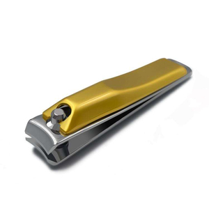 Custom Ergonomic Wide Handle Nail Clipper Titanium Silver Finish Sharp Curved Jaw Fingernail Trimmer Travel Size Cutters - Product Image 4