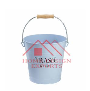 Wooden Grip Blue Powder Coated <b>for</b> Home & Garden Accessories Decorative Iron Waste <b>Bin</b> With Custom Logo & Iron Handle - Product Image 6