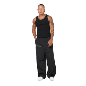 Customized <b>Men</b> Side Piping <b>Trousers</b> Loose Wide Leg <b>Drawstring</b> Waist Open Hem Streetwear Track Pants OEM Apparel Factory Supplier - Product Image 1