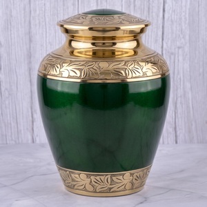 Urna Funeraria de Latón con Diseño Floral Marrón y Dorado, Acabado Brillante, para Cenizas Humanas, Recuerdo Funerario y Entierro - Product Image 6
